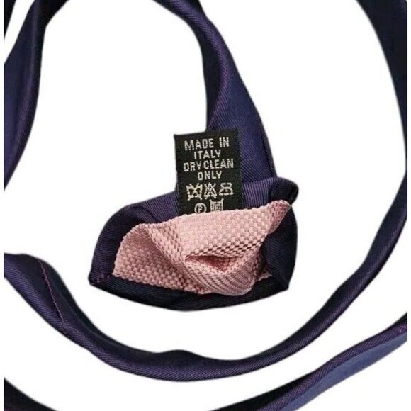 NWT THOMAS PINK Men's 100% Silk Necktie LUXURY Tie Blue Purple Striped W:3.5" - Picture 3 of 5